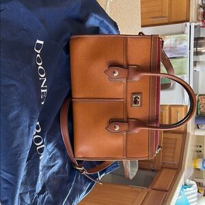 Dooney & Bourke Brown Leather Satchel with Gold Accents